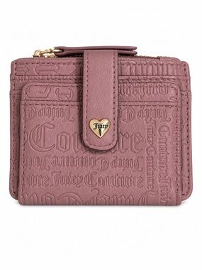 Juicy Couture Pink Embossed Logo Wallet Heart Snap Bifold